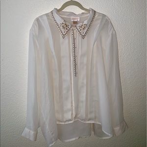Flowy Embroidered Cream Blouse